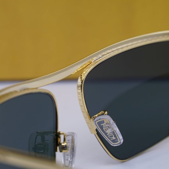 Fendi FE40141U 30N Rectangle Sunglasses - Shiny Gold/Green - Picture 6 of 10